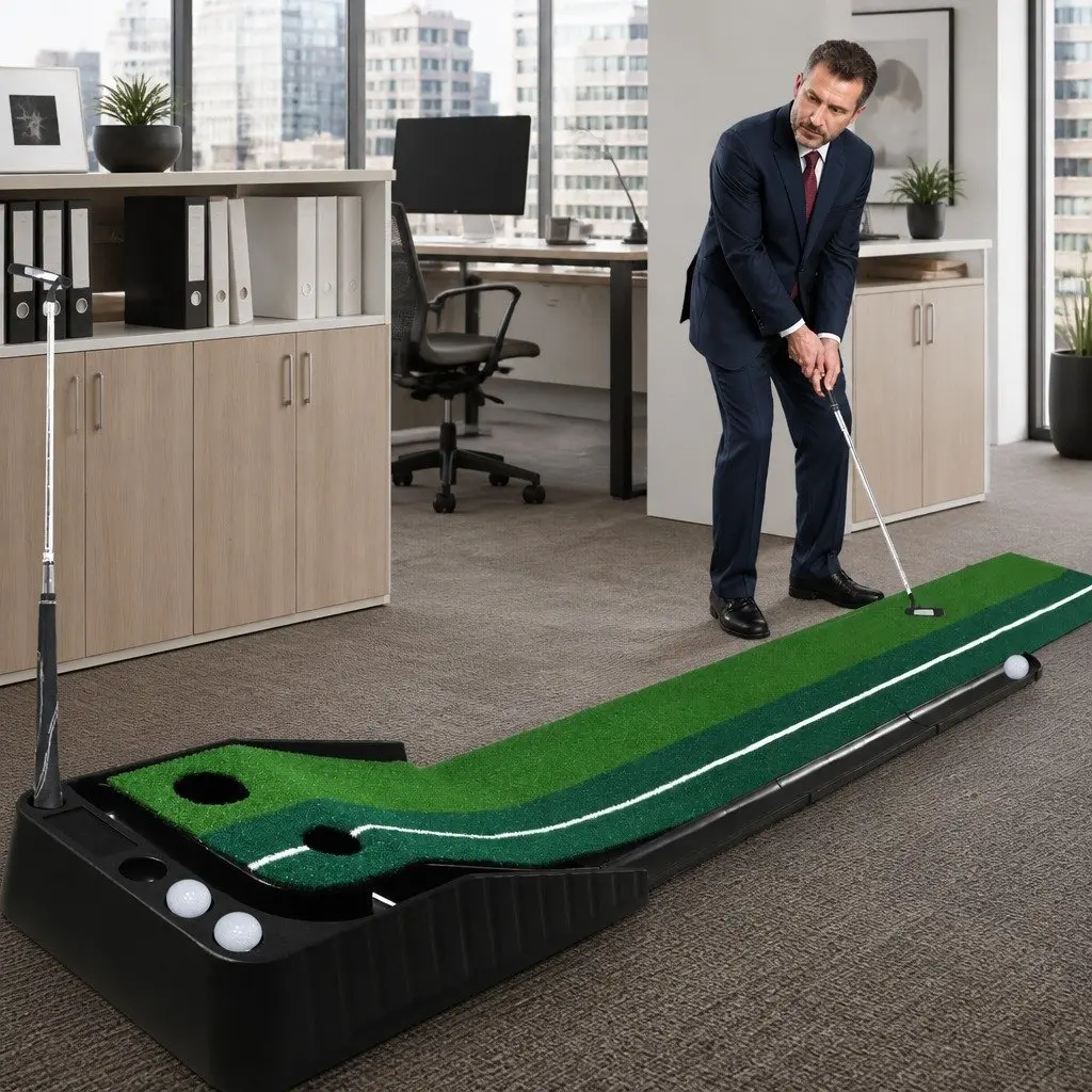 Golf Putting Mat 250cm with Dual Target Holes