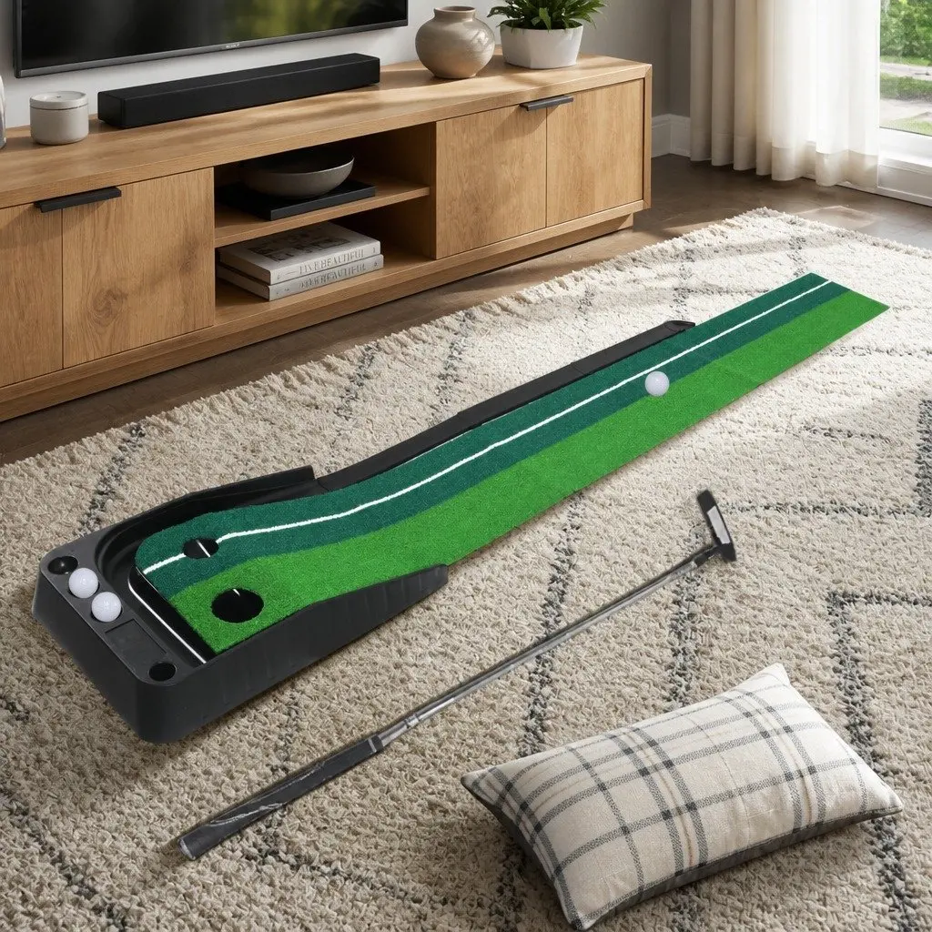Golf Putting Mat 250cm with Dual Target Holes