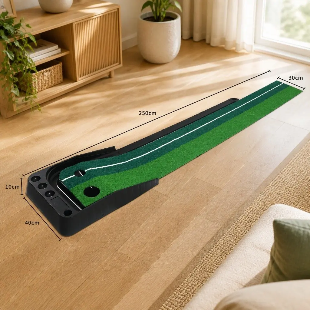 Golf Putting Mat Indoor Practice Trainer 250cm Green and Black