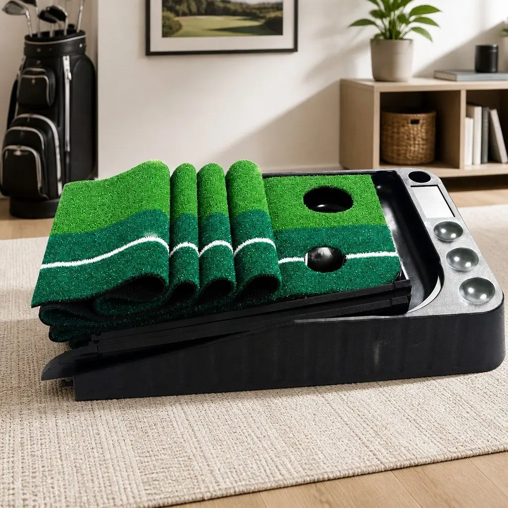 Golf Putting Mat Indoor Practice Trainer 250cm Green and Black