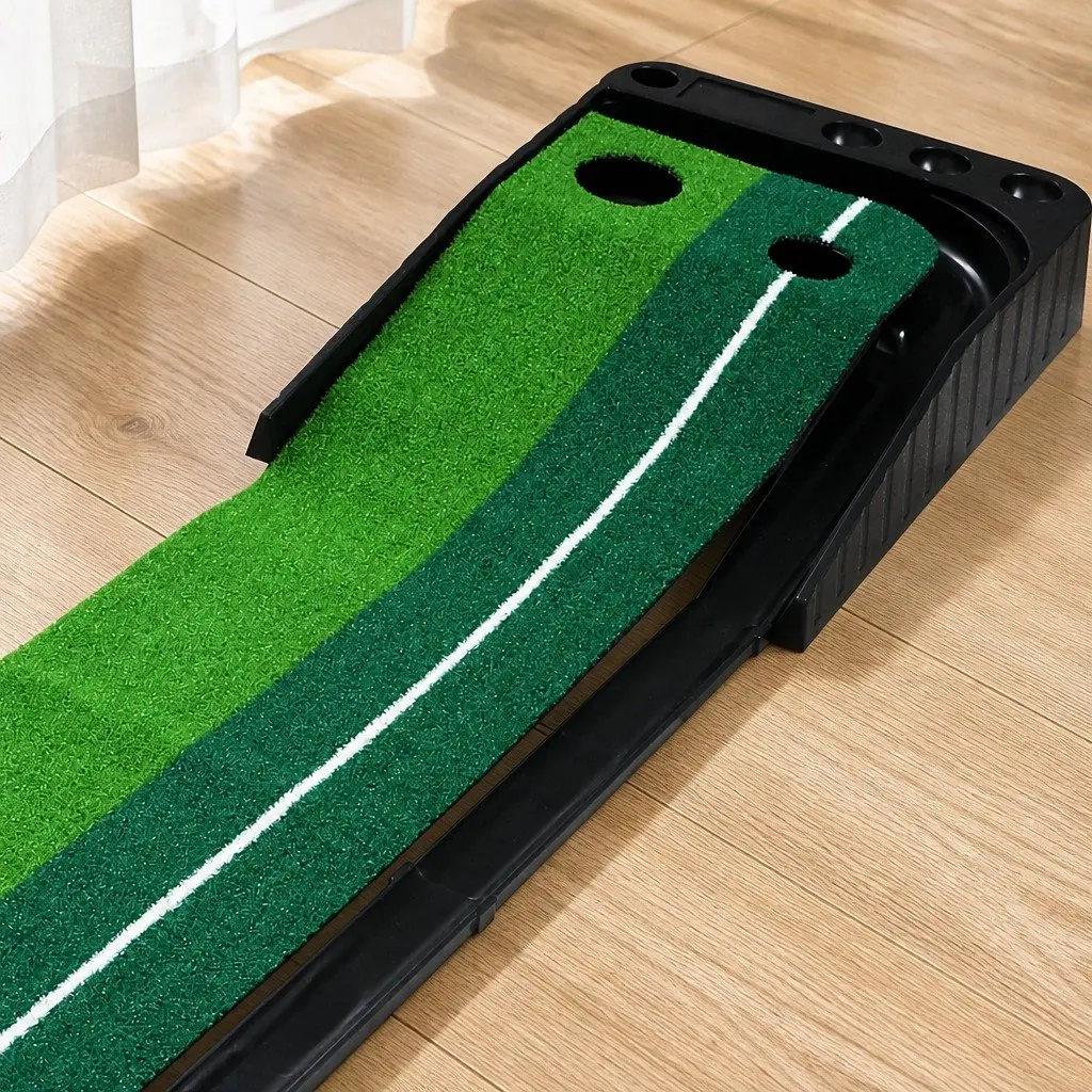 Golf Putting Mat Indoor Practice Trainer 250cm Green and Black