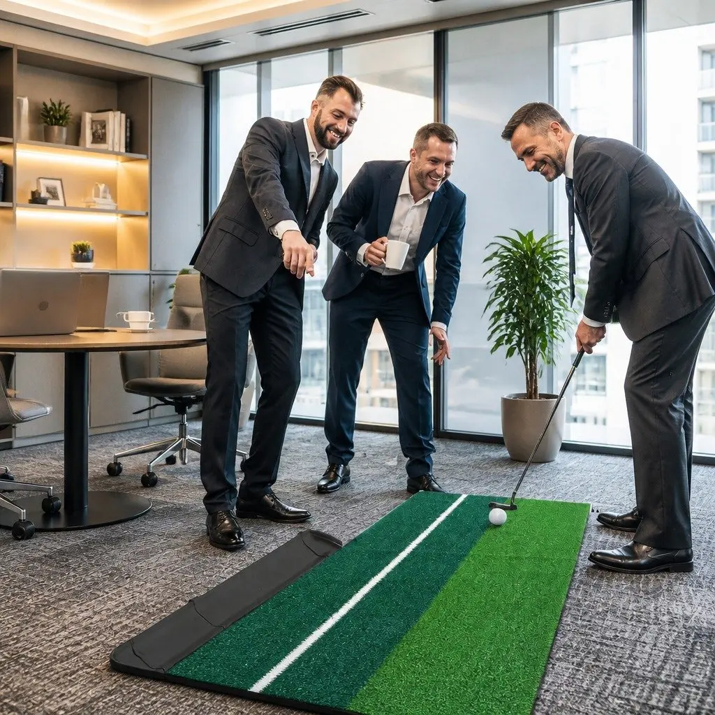 Golf Putting Mat Indoor Practice Trainer 250cm Green and Black