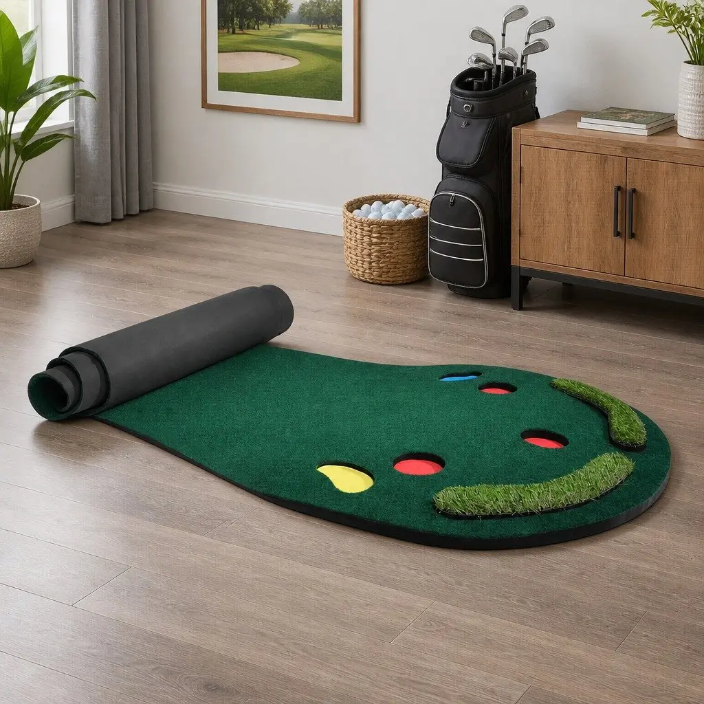 Golf Putting Mat 3M Practice Indoor Outdoor Portable Anti-Slip Simulated Straw