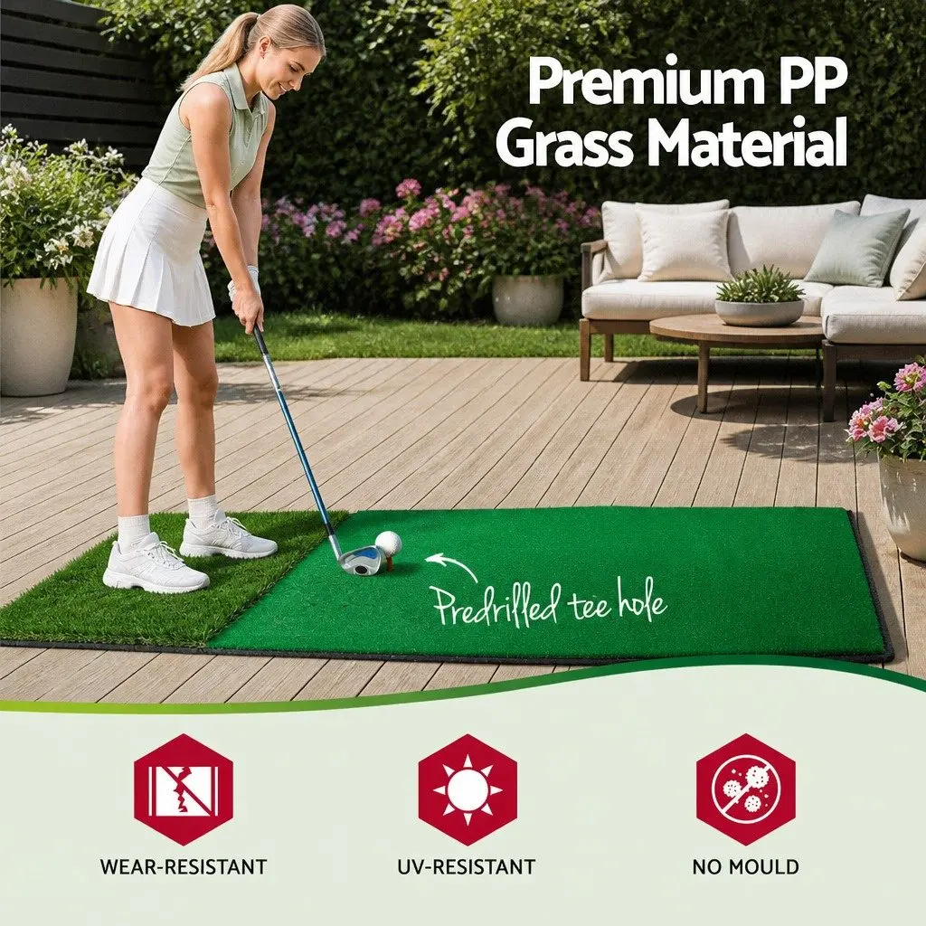 Golf Hitting Mat 2 in 1 Portable Driving Range Practice Training Aid Indoor