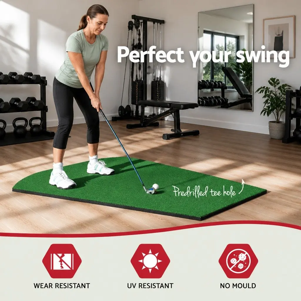 Golf Hitting Practice Mat Portable Driving Range Training Aid 80x60cm Green