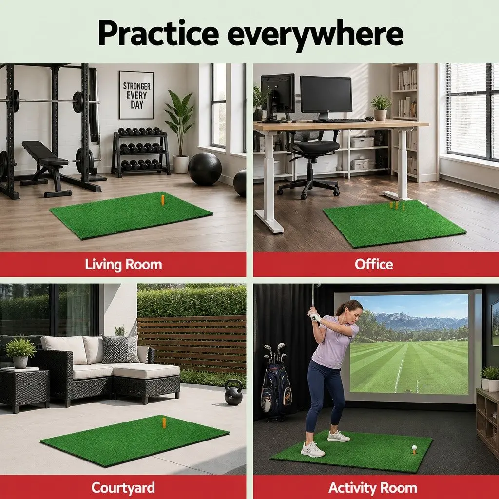 Golf Hitting Practice Mat Portable Driving Range Training Aid 80x60cm Green