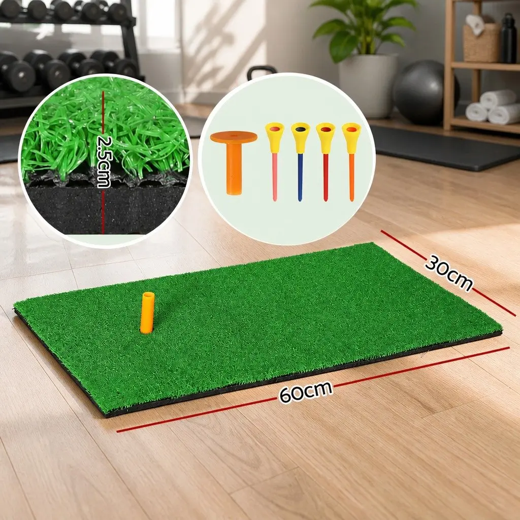 Golf Hitting Mat Training Aid Portable 60x30cm Green