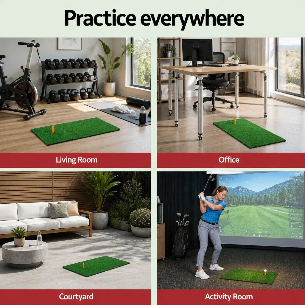 Golf Hitting Mat Training Aid Portable 60x30cm Green