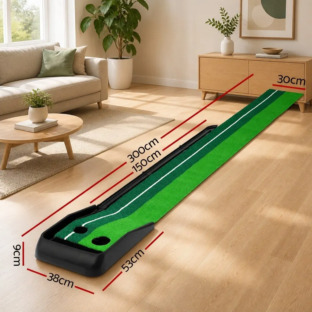 Golf Putting Mat 3M Practice Training Auto Track Portable Foldable Home