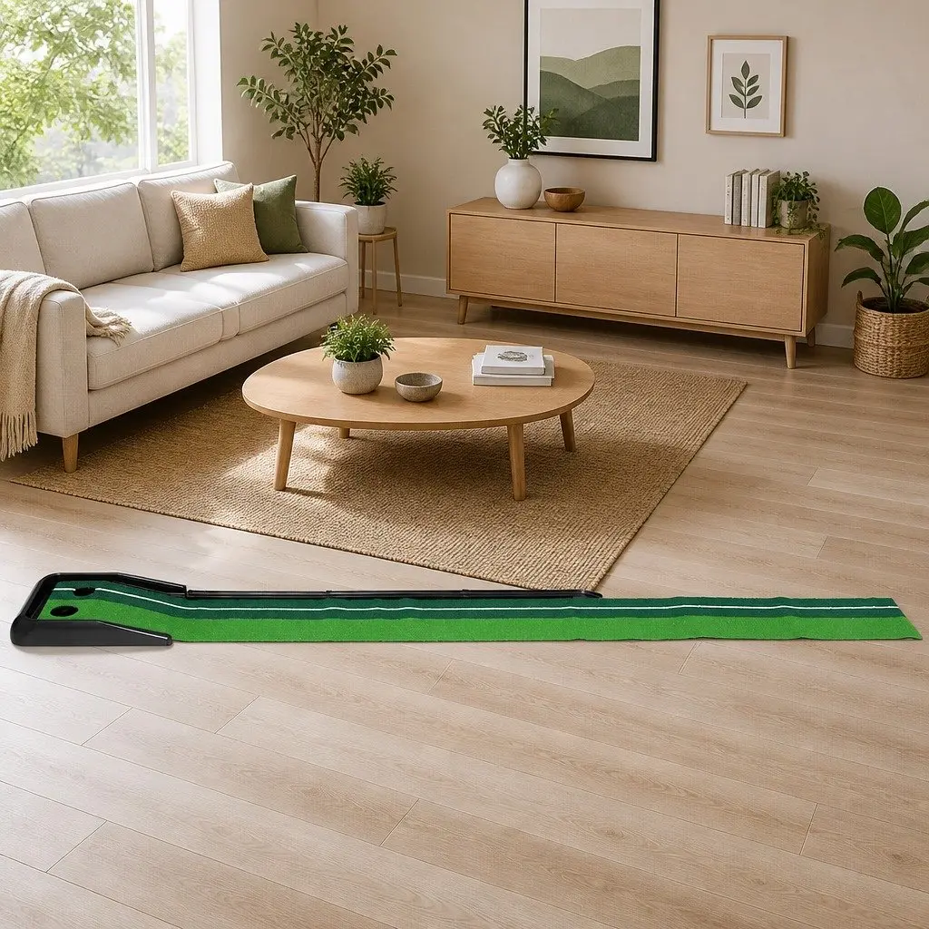 Golf Putting Mat 3M Practice Training Auto Track Portable Foldable Home