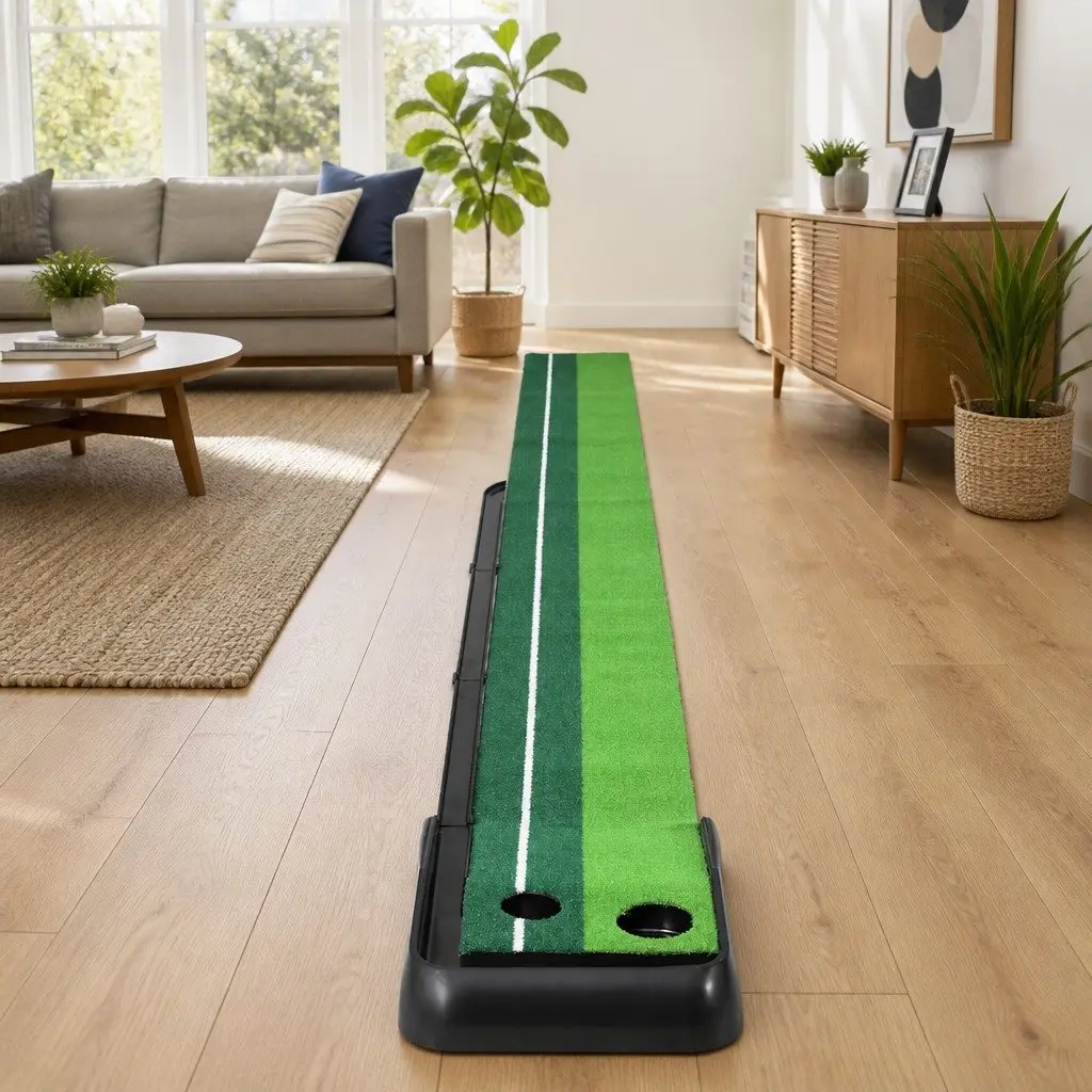 Golf Putting Mat 3M Practice Training Auto Track Portable Foldable Home