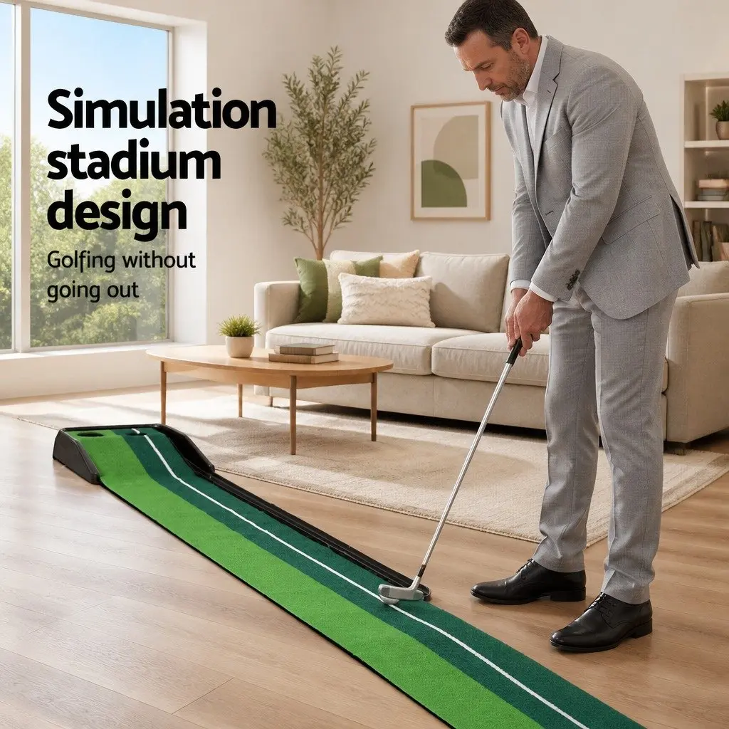 Golf Putting Mat 3M Practice Training Auto Track Portable Foldable Home