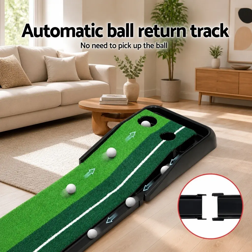 Golf Putting Mat 3M Practice Training Auto Track Portable Foldable Home