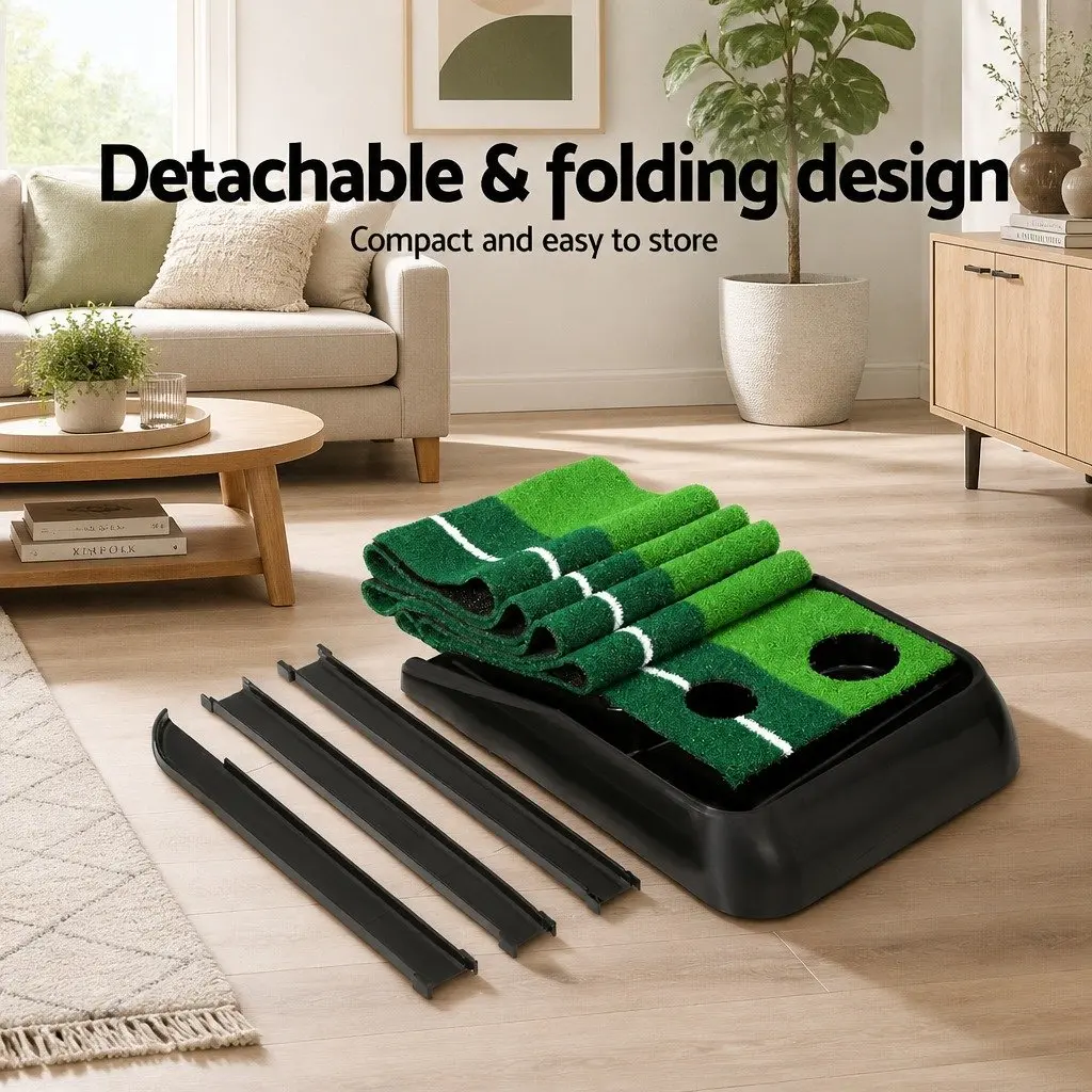 Golf Putting Mat 3M Practice Training Auto Track Portable Foldable Home