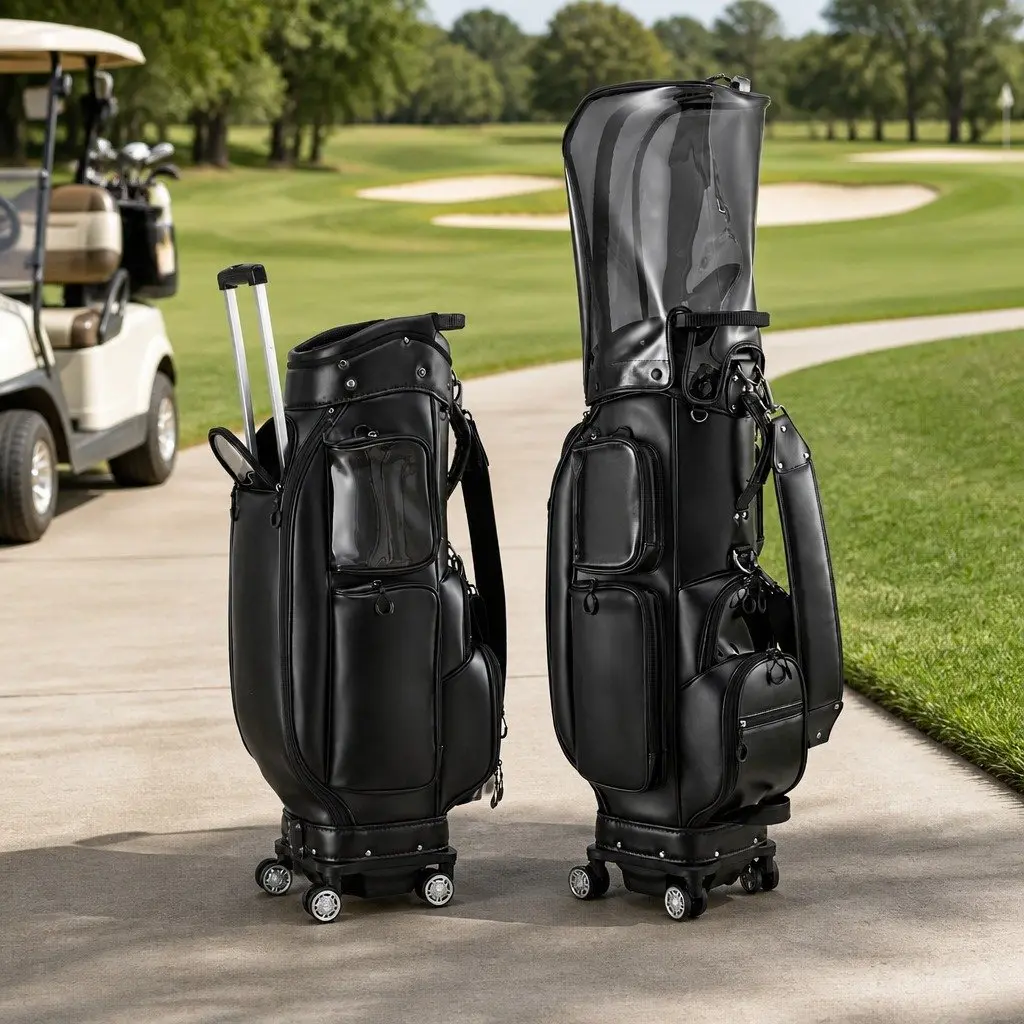 Golf Cart Bag Rolling Organiser Buggy 37cm x 30cm x 125cm Black
