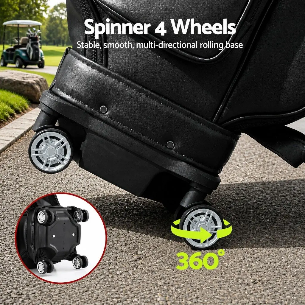 Golf Cart Bag Rolling Organiser Buggy 37cm x 30cm x 125cm Black