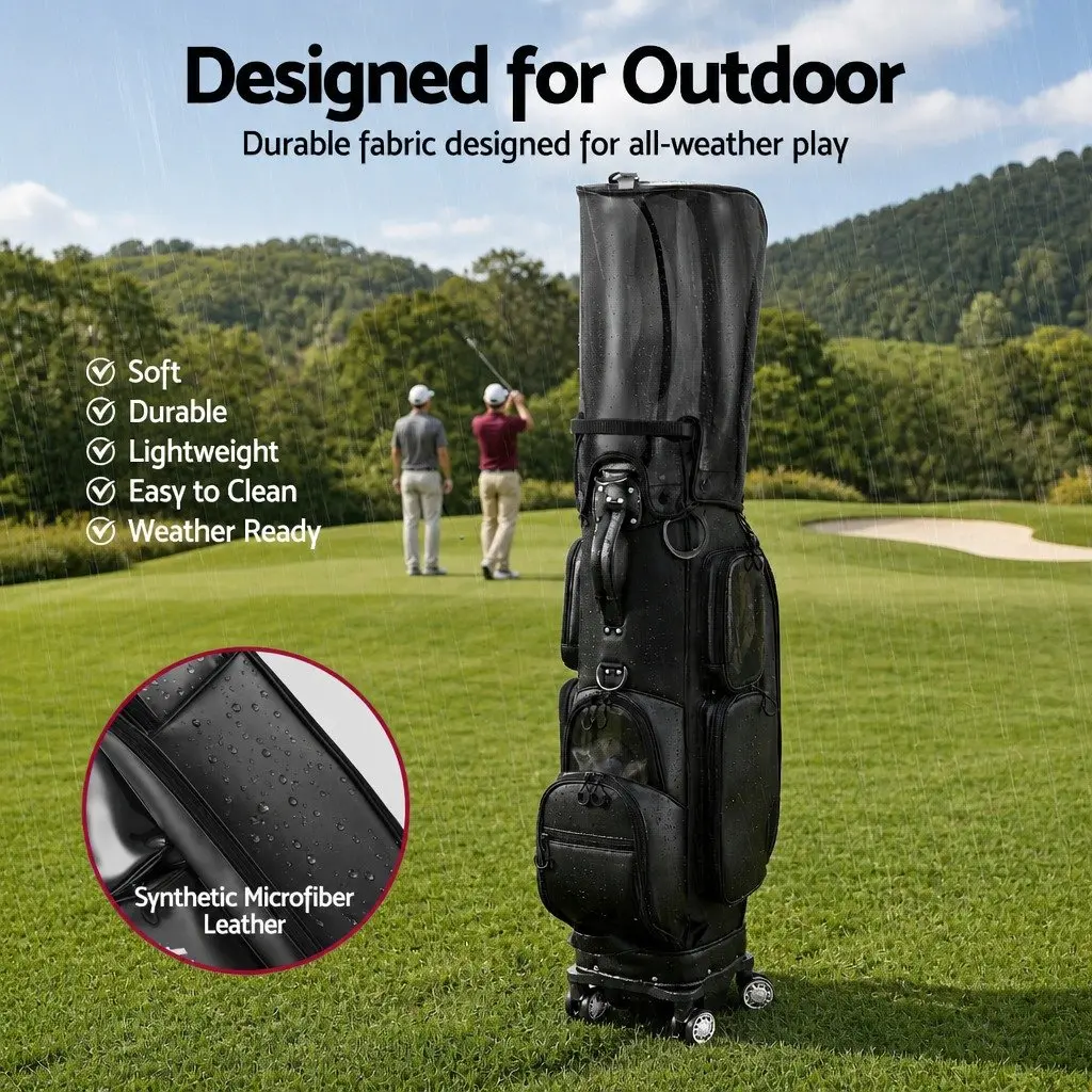 Golf Cart Bag Rolling Organiser Buggy 37cm x 30cm x 125cm Black