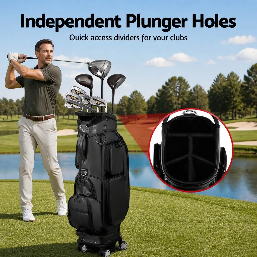 Golf Cart Bag Rolling Organiser Buggy 37cm x 30cm x 125cm Black