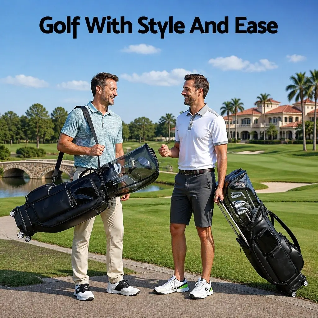 Golf Cart Bag Rolling Organiser Buggy 37cm x 30cm x 125cm Black
