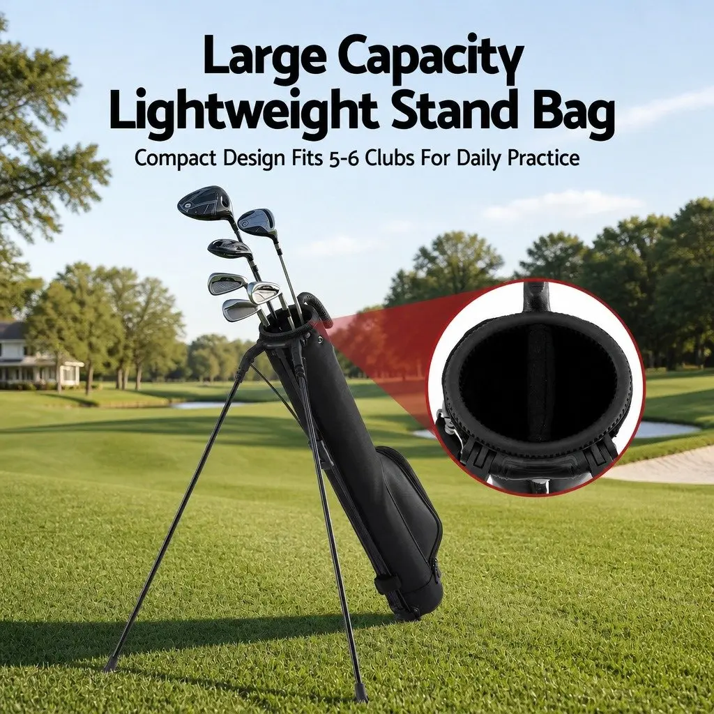 Golf Stand Bag Lightweight Pitch Putt Portable Compact Black