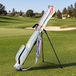 Golf Stand Bag Lightweight Sunday Pitch And Putt Carry Holographic Multicolour