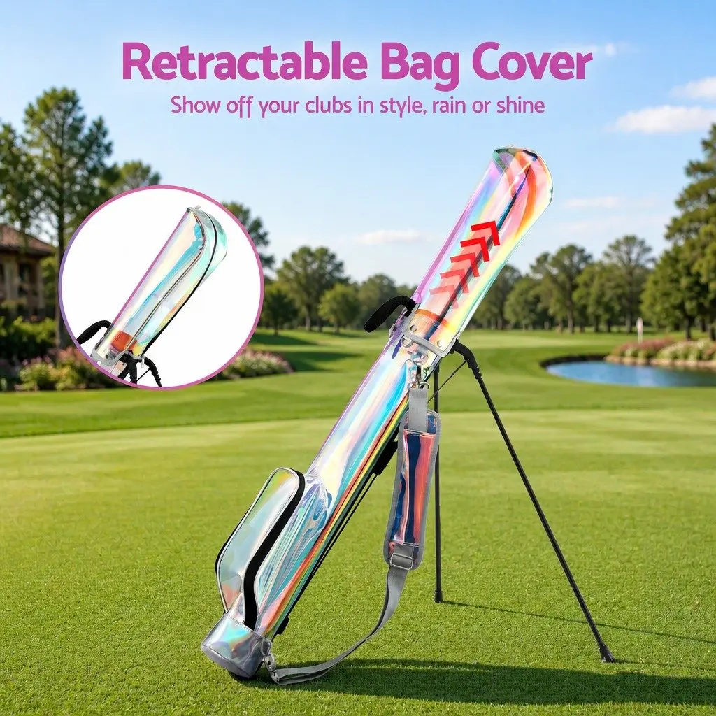 Golf Stand Bag Lightweight Pitch And Putt Carry Holographic Multicolour