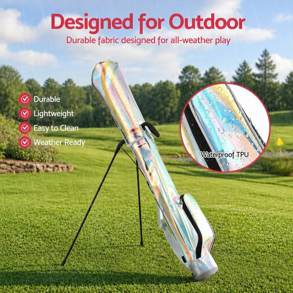 Golf Stand Bag Lightweight Pitch And Putt Carry Holographic Multicolour