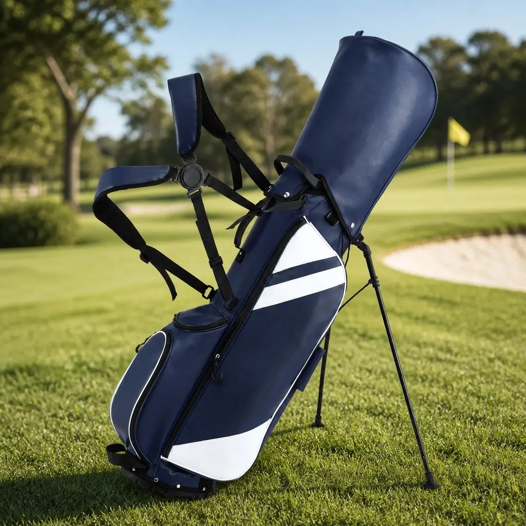 Golf Stand Bag Lightweight Carry Dual Strap 35cm Blue White
