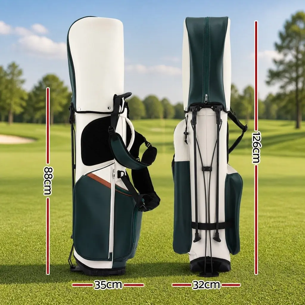 Golf Stand Bag Lightweight Carry Dual Strap Club Divider Green White