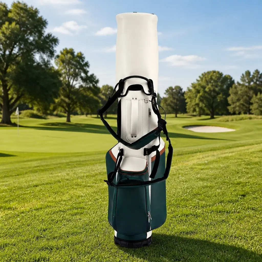 Golf Stand Bag Lightweight Carry Dual Strap Club Divider Green White