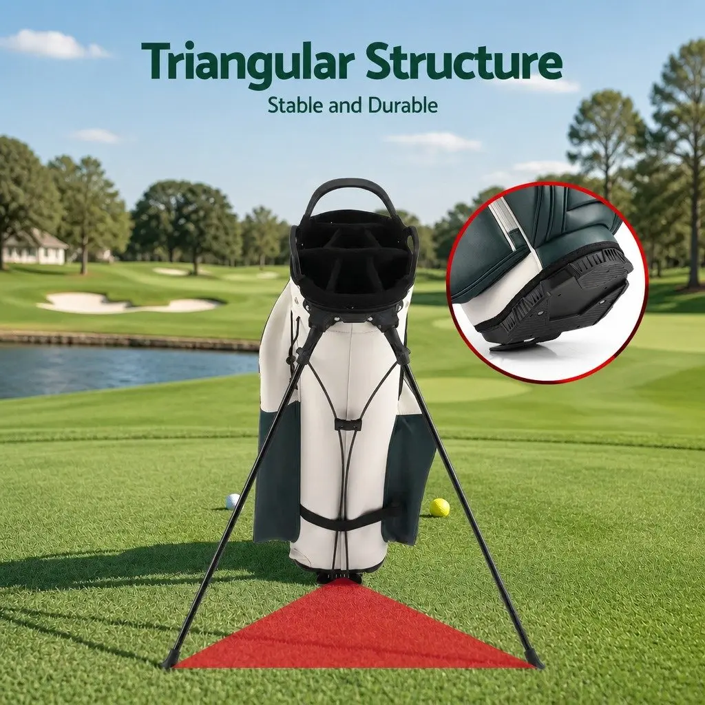 Golf Stand Bag Lightweight Carry Dual Strap Club Divider Green White