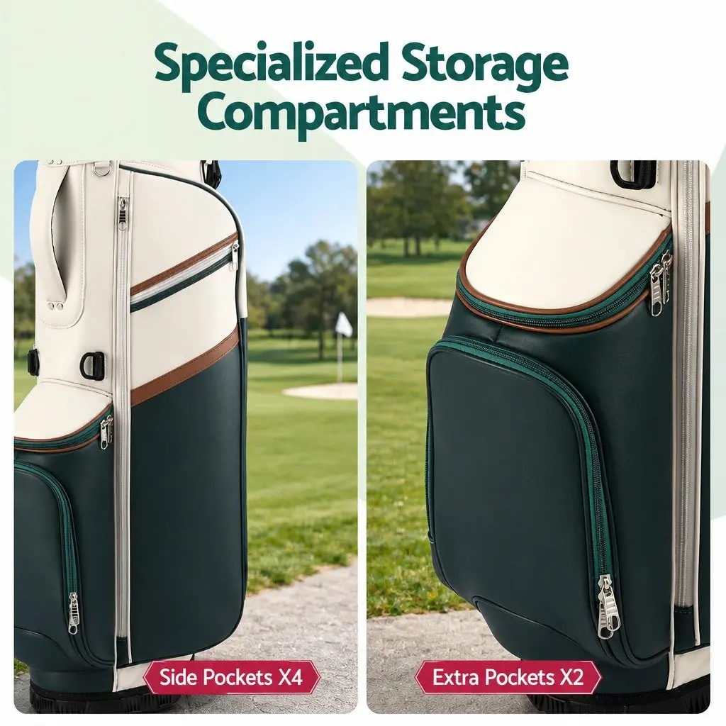 Golf Stand Bag Lightweight Carry Dual Strap Club Divider Green White