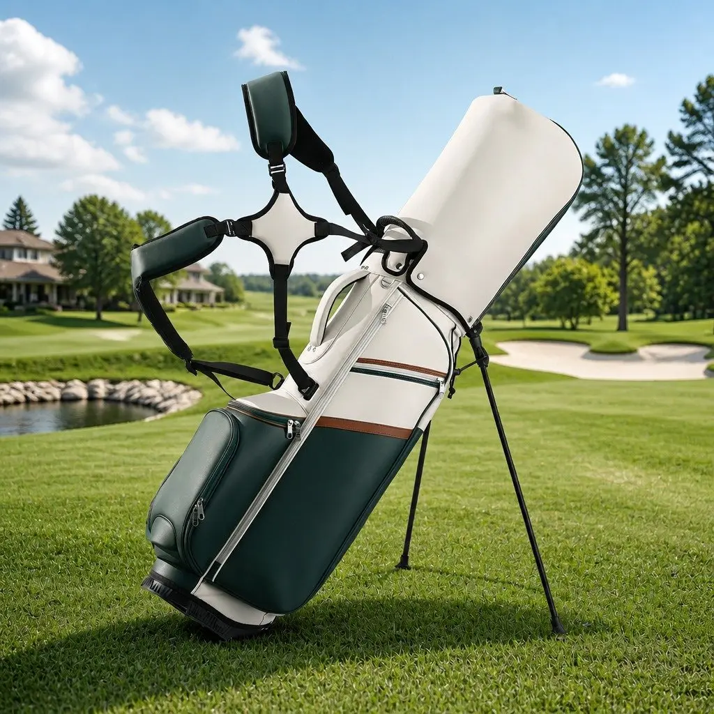 Golf Stand Bag Lightweight Carry Dual Strap Club Divider Green White