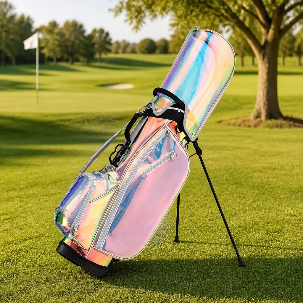 Golf Stand Bag Lightweight Carry Dual Strap 35cm x 32cm x 126cm Holographic