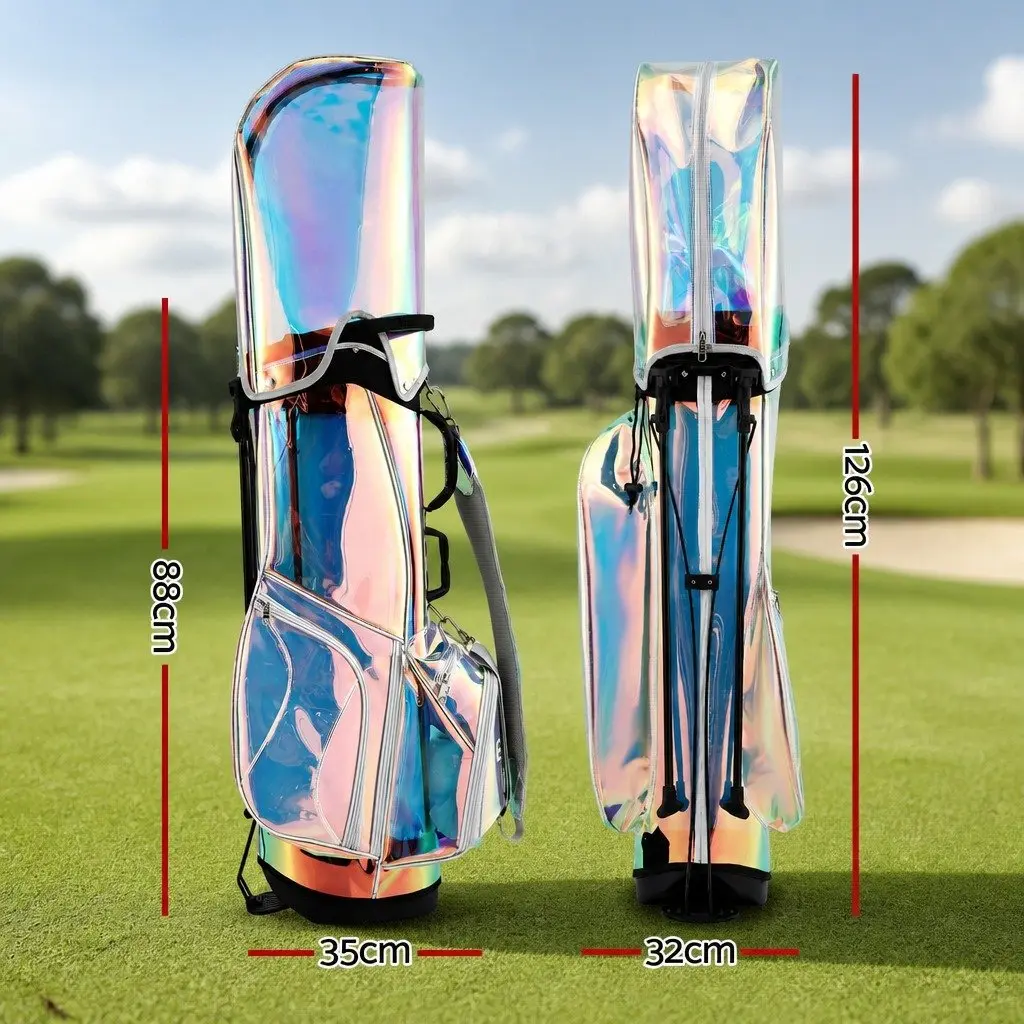 Golf Stand Bag Lightweight Carry Dual Strap 35cm x 32cm x 126cm Holographic