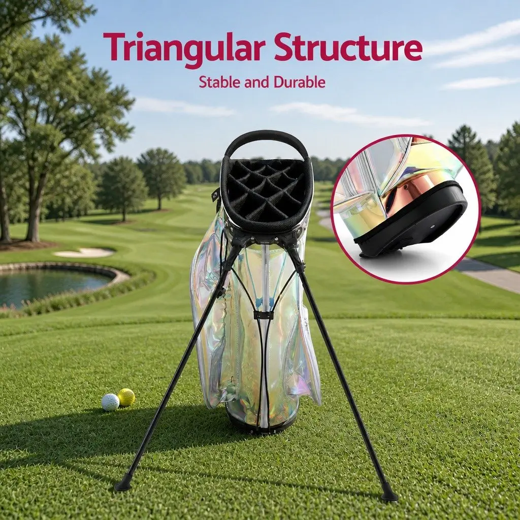 Golf Stand Bag Lightweight Carry Dual Strap 35cm x 32cm x 126cm Holographic