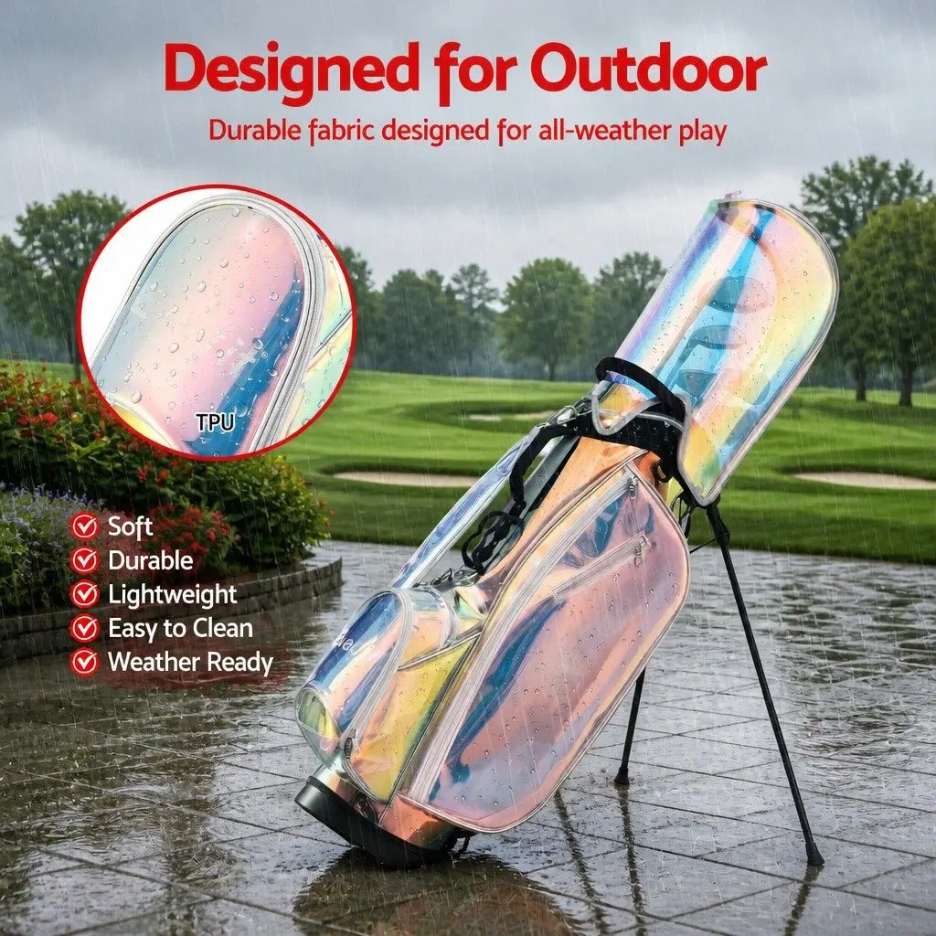 Golf Stand Bag Lightweight Carry Dual Strap 35cm x 32cm x 126cm Holographic