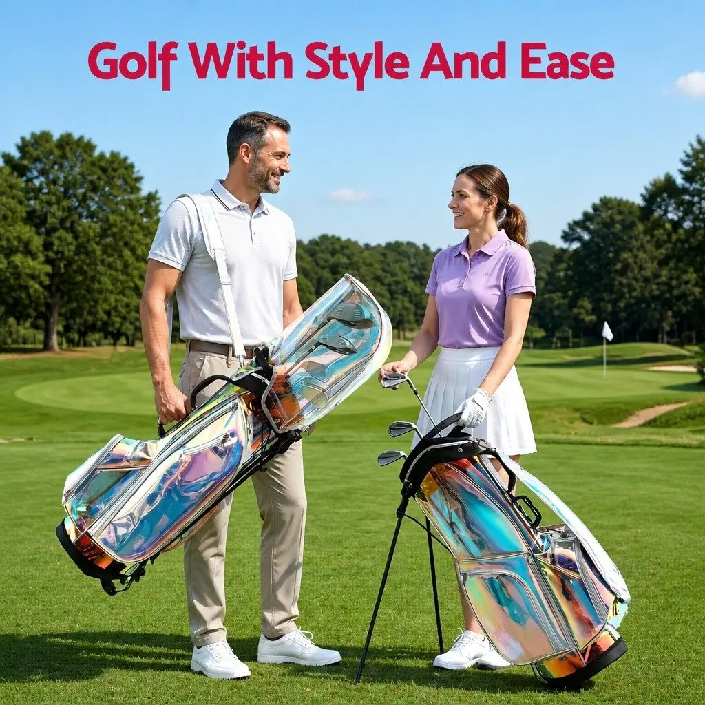 Golf Stand Bag Lightweight Carry Dual Strap 35cm x 32cm x 126cm Holographic