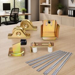 Sliding Gate Hardware Kit Roller Guide Track Stopper Accessories White DIY