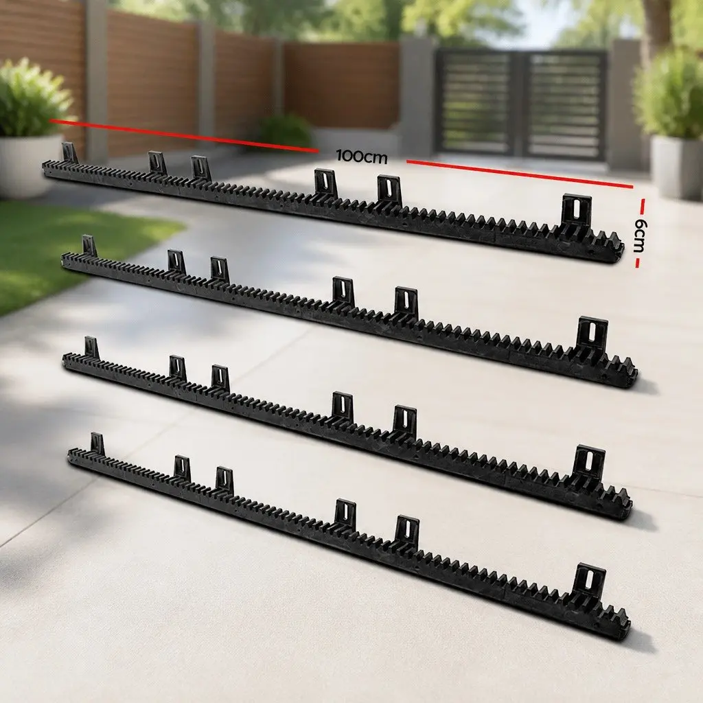 Sliding Gate Opener Rack Rail Kit Heavy Duty 4 Piece Black
