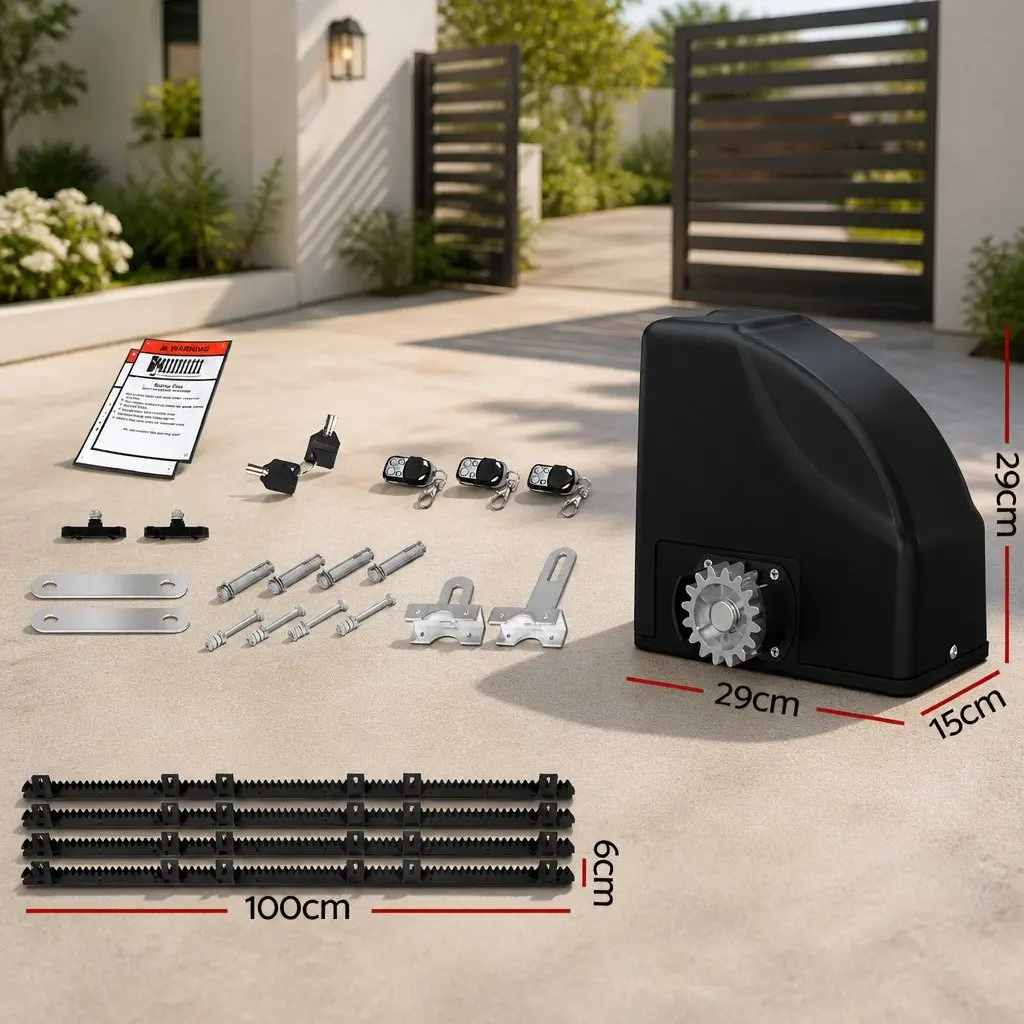 Automatic Solar Gate Opener Kit 20W 600KG Heavy Duty Sliding Gate Remote Control