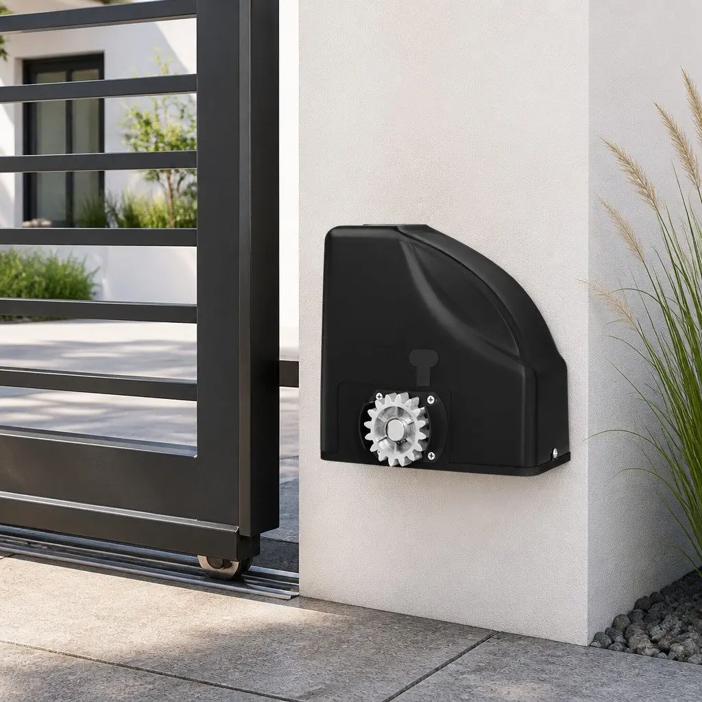 Automatic Sliding Gate Opener Kit Solar Powered Remote Control 4M 600KG Black