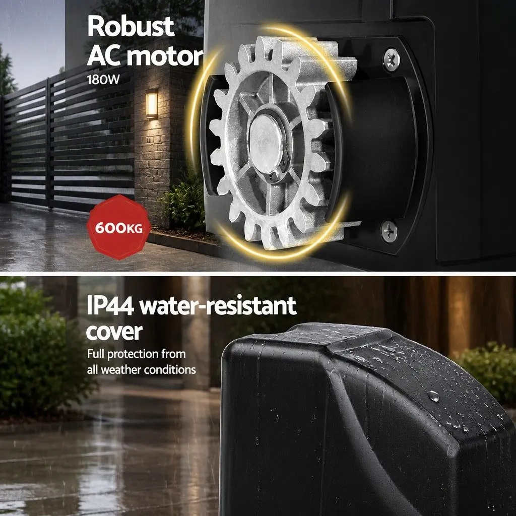 Sliding Gate Opener Kit Solar-Powered 600KG 6M with Remote Controls