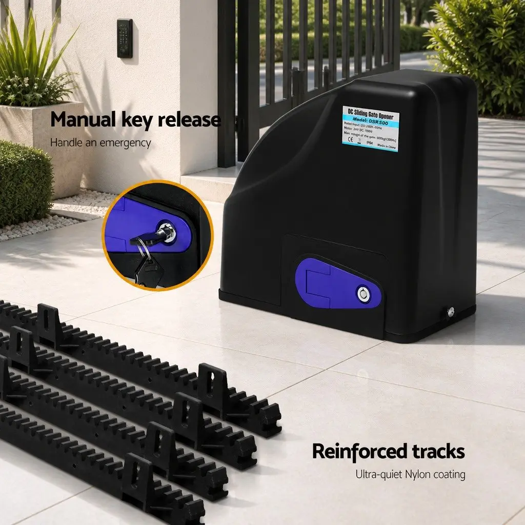 Automatic Sliding Gate Opener Solar Powered 10W 600kg Capacity Remote Control