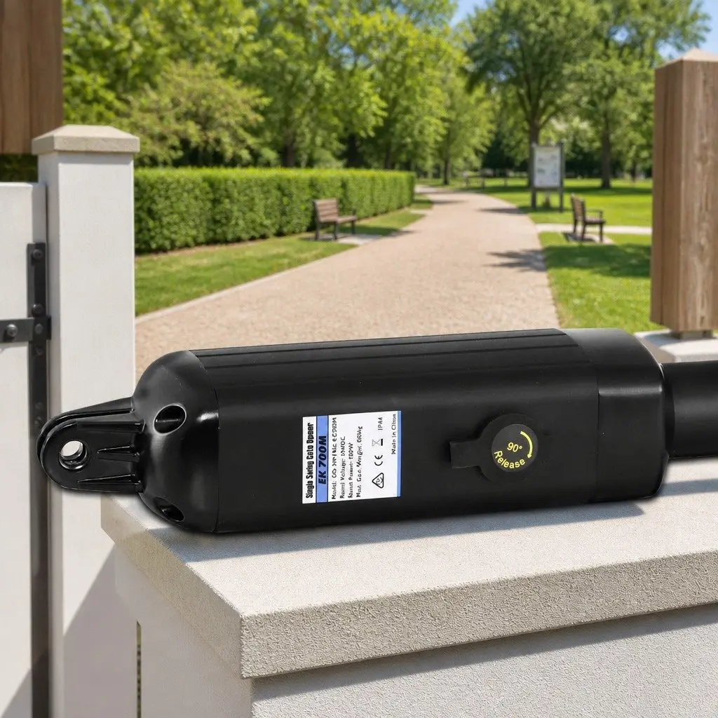 Solar Gate Opener Automatic Control Single Swing 500kg 5.5m Black White