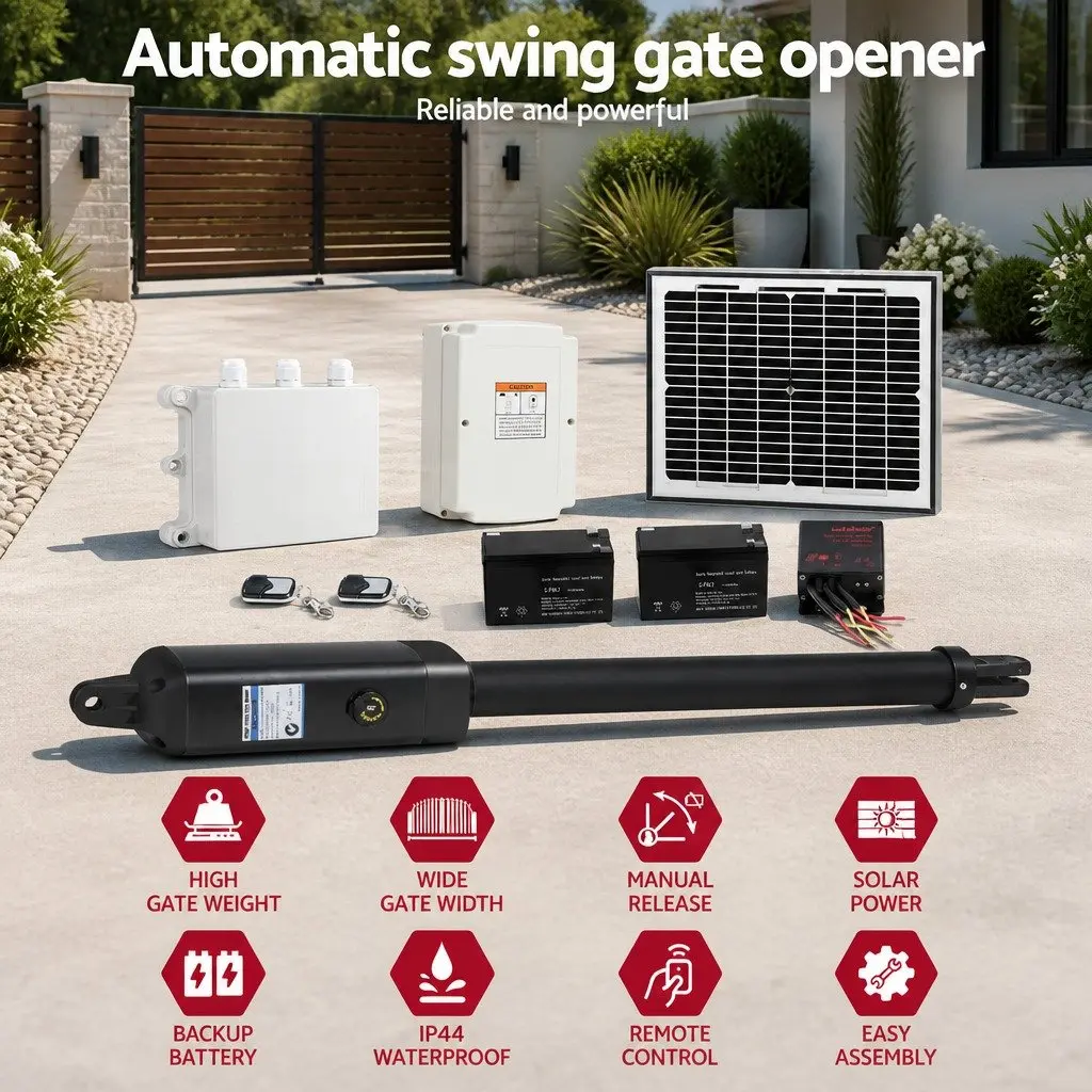 Solar Powered Gate Opener Automatic Single Swing 500KG 10W White