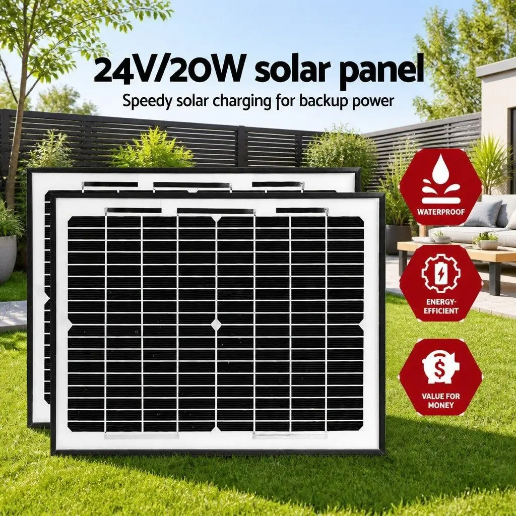 Solar Powered Dual Swing Gate Opener 800kg 20W Black