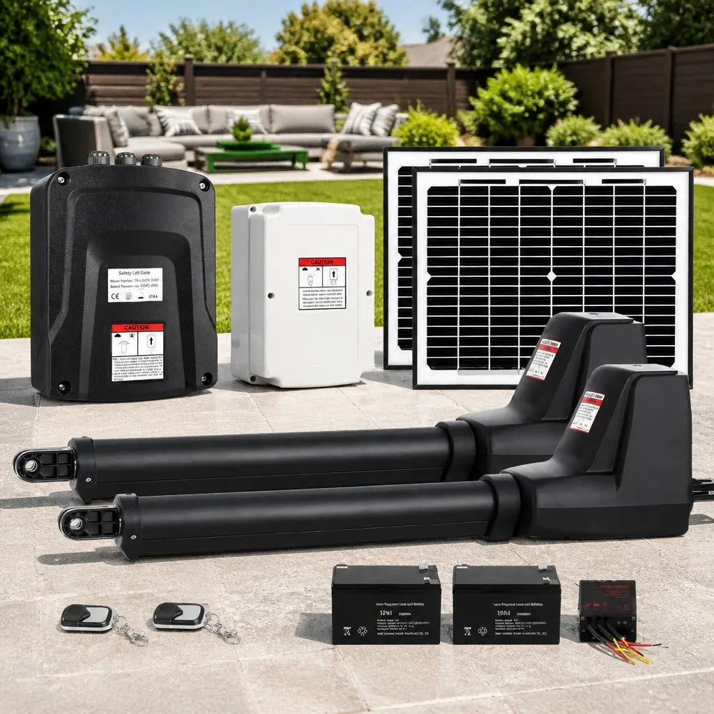 Solar Powered Dual Swing Gate Opener 800kg 20W Black