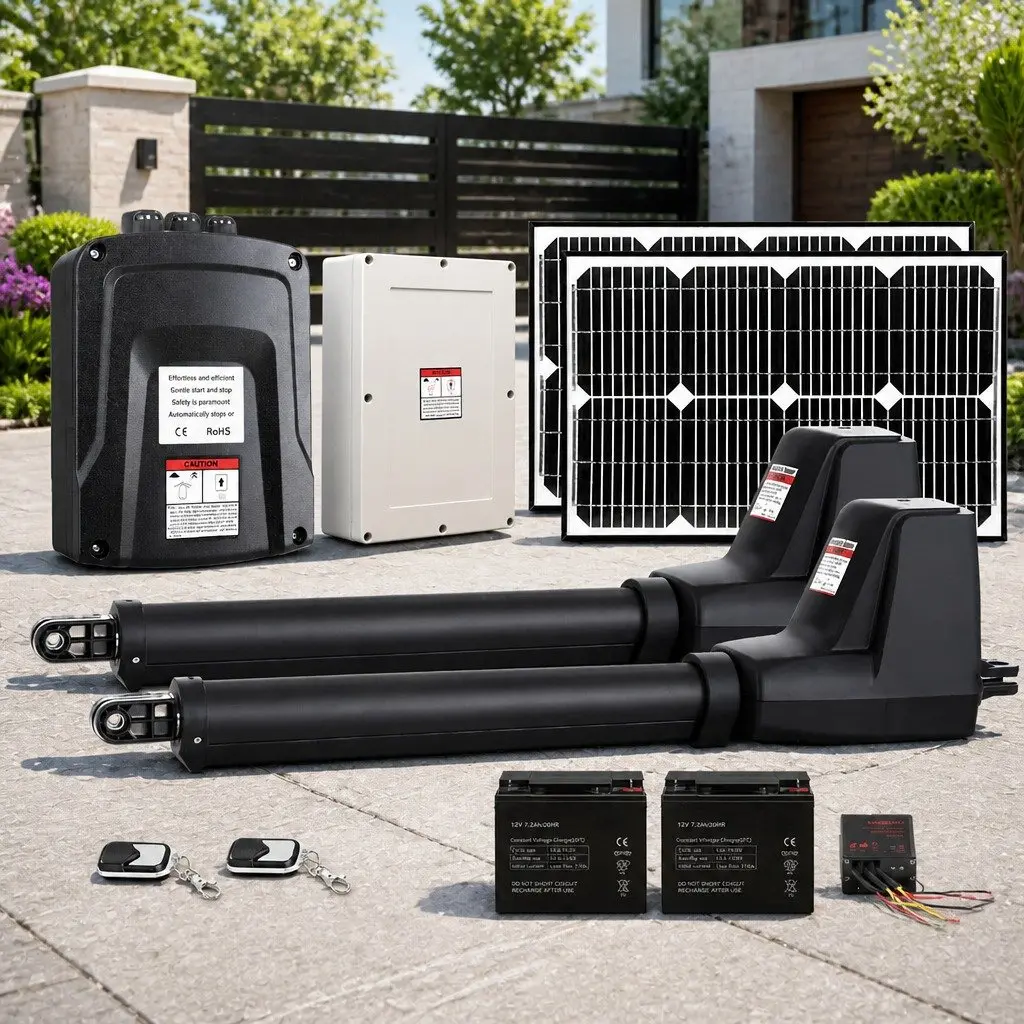 Solar Powered Gate Opener Dual Swing 800kg 40W Black