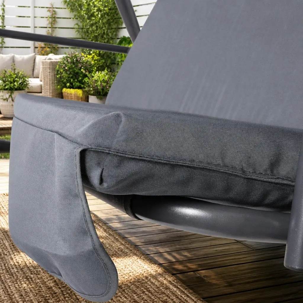 Outdoor Swing Chair 3 Seater Garden Bench Furniture Canopy Grey